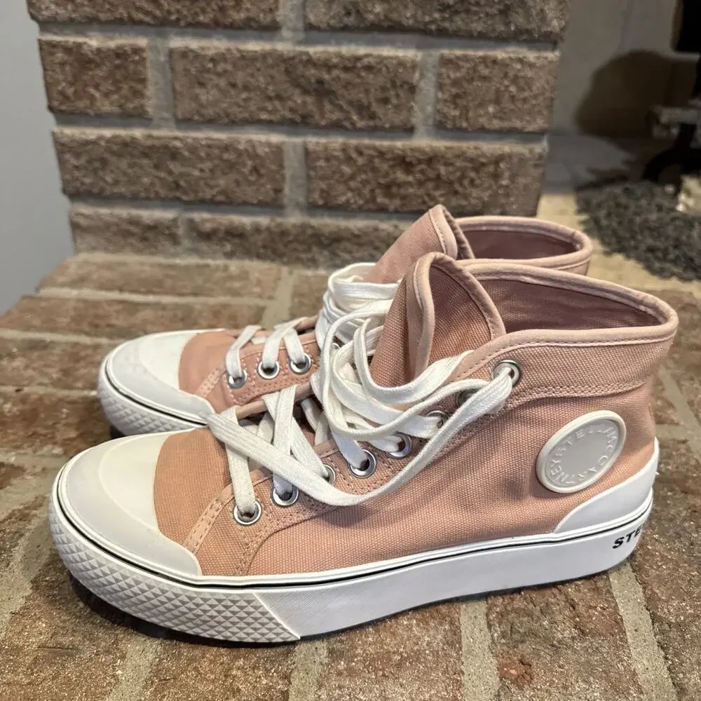 Stella McCartney Futeni/Funchi Blush Canvas High Top shoes Sz 8 blush pink #0047